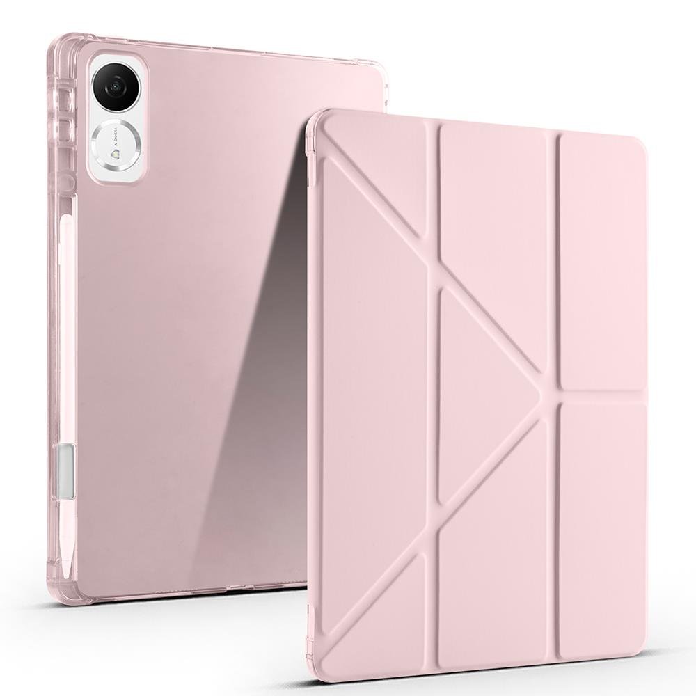 Honor Pad GT 11.5 inç 2025 uyumlu Kılıf Kalem Bölmeli Tri Folding Standlı Arkası Silikon Kapak Rose Gold