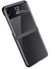Samsung Galaxy Z Flip 3 Kılıf Premium Kapak Tam Uyumlu 2 Parça Metalik Renk Ultra İnce Electroplate Siyah