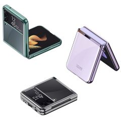 Samsung Galaxy Z Flip 3 Kılıf Premium Kapak Tam Uyumlu 2 Parça Metalik Renk Ultra İnce Electroplate Siyah
