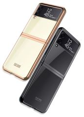 Samsung Galaxy Z Flip 3 Kılıf Premium Kapak Tam Uyumlu 2 Parça Metalik Renk Ultra İnce Electroplate Siyah