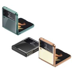 Samsung Galaxy Z Flip 3 Kılıf Premium Kapak Tam Uyumlu 2 Parça Metalik Renk Ultra İnce Electroplate Siyah