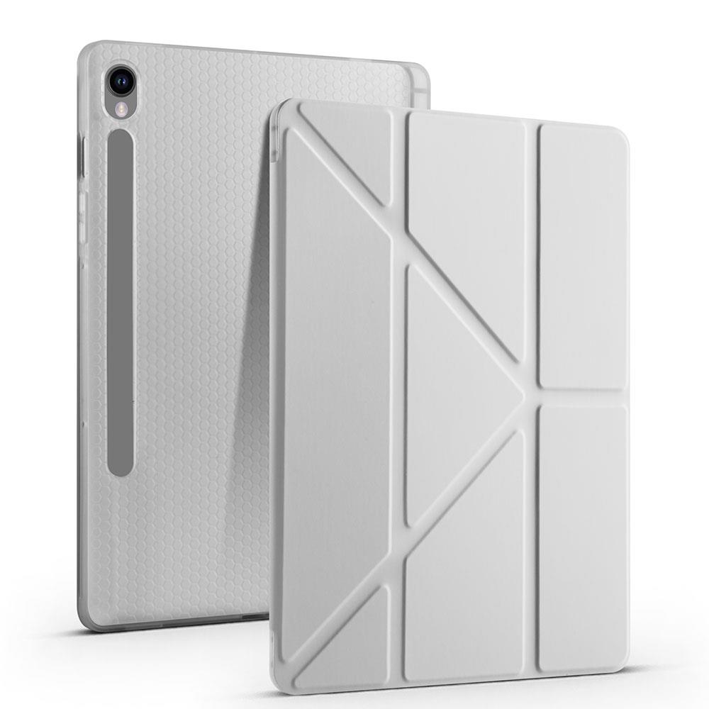 Galaxy Tab S9 FE 10.9'' SM-X510 Uyumlu Kılıf Kalem Bölmeli Standlı Uyku Modlu Kapaklı Tablet Kılıfı Gri