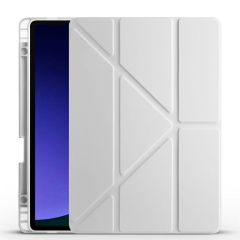 Galaxy Tab S9 FE 10.9'' SM-X510 Uyumlu Kılıf Kalem Bölmeli Standlı Uyku Modlu Kapaklı Tablet Kılıfı Gri