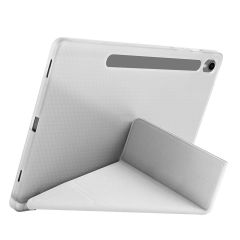 Galaxy Tab S9 FE 10.9'' SM-X510 Uyumlu Kılıf Kalem Bölmeli Standlı Uyku Modlu Kapaklı Tablet Kılıfı Gri