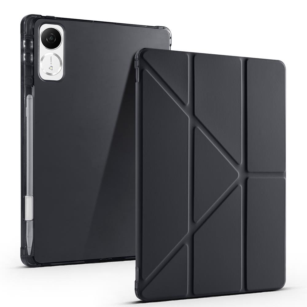 Honor Pad GT 11.5 inç 2025 uyumlu Kılıf Kalem Bölmeli Tri Folding Standlı Arkası Silikon Kapak Siyah