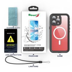iPhone 15 Pro Uyumlu Su Geçirmez Kılıf MagSafe IP68 Waterproof Anti Shock Anti Dust Kapak