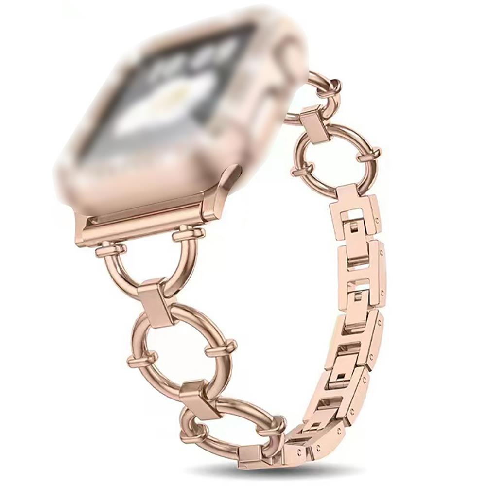Apple Watch 7 45 mm uyumlu Metal Kordon Şık Tasarım Luxury Style Kayış Rose Gold
