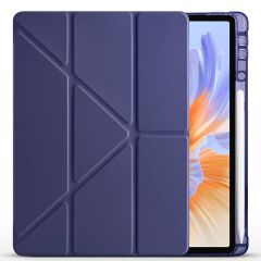Honor Pad V9 11.5 inç 2024 uyumlu Kılıf Kalem Bölmeli Tri Folding Standlı Arkası Silikon Kapak Lacivert