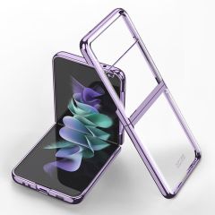 Samsung Galaxy Z Flip 3 Kılıf Premium Kapak Tam Uyumlu 2 Parça Metalik Renk Ultra İnce Electroplate Mor