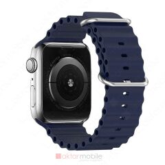Apple Watch 6 5 4 SE 44 mm uyumlu Silikon Kordon Ocean Kordon Silindirik Kayış Lacivert