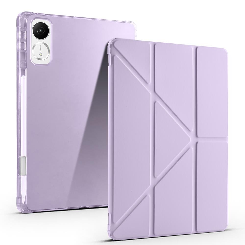 Honor Pad V9 11.5 inç 2024 uyumlu Kılıf Kalem Bölmeli Tri Folding Standlı Arkası Silikon Kapak Lila