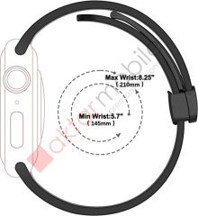 Apple Watch 7 8 45 mm uyumlu Silikon Kordon Magnetik D Tokalı Spor Kayış Mıknatıslı Toka Siyah