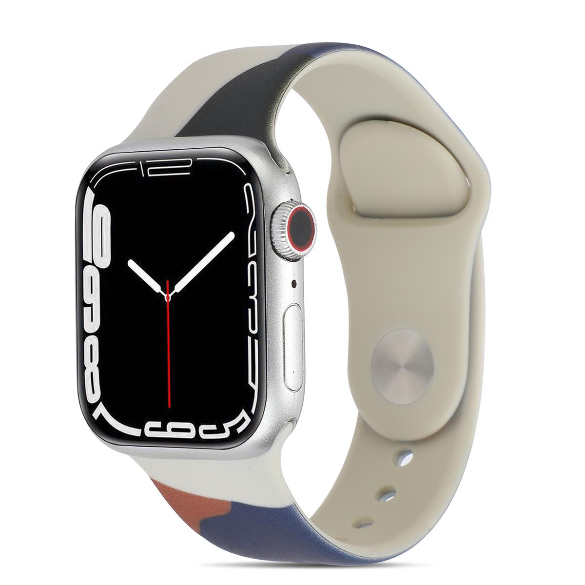 Apple Watch 7 6 SE 5 4 3 2 1 - 45 / 44 / 42 mm uyumlu Silikon Kordon Soft Yüzey Spor Morandi Kayış Blue Ink