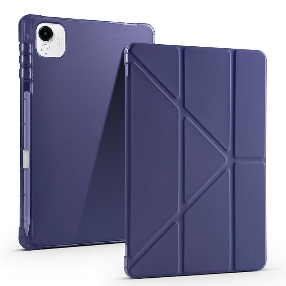 Honor Pad X9A 11.5 inç 2025 uyumlu Kılıf Kalem Bölmeli Tri Folding Standlı Arkası Silikon Kapak Lacivert