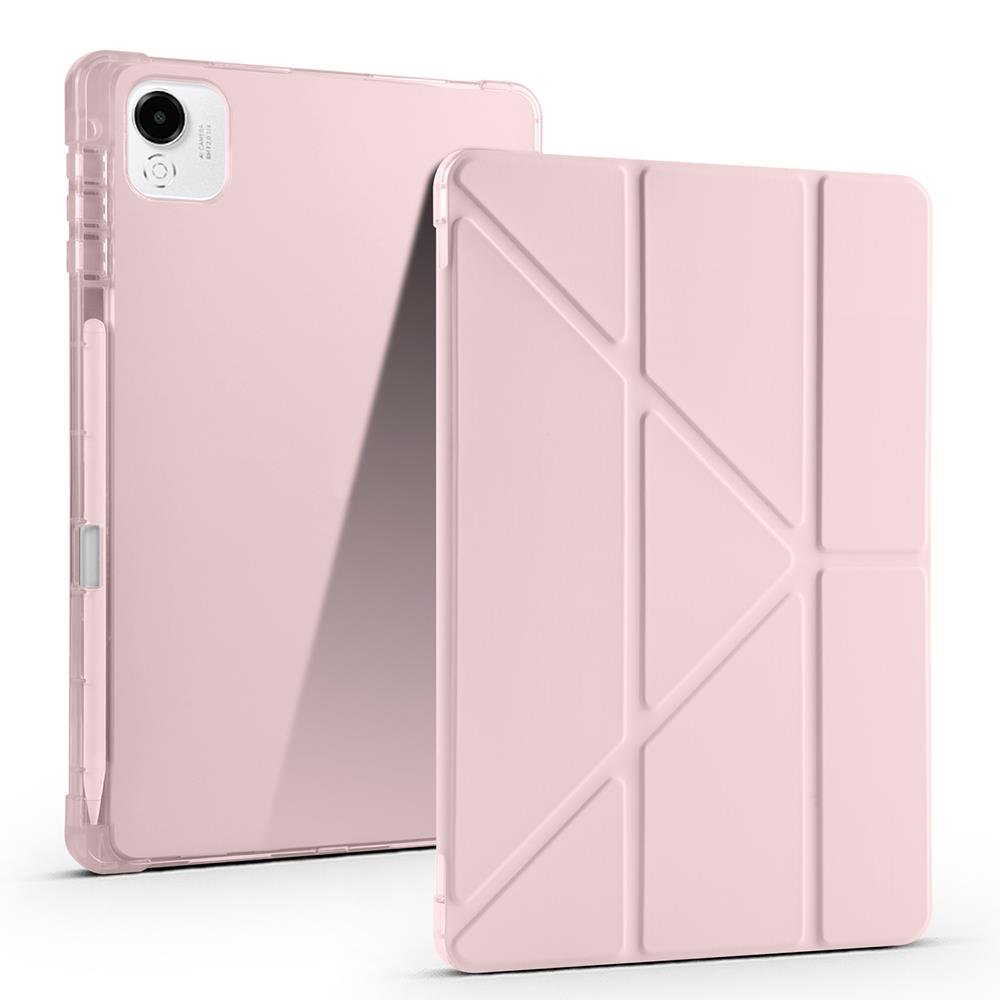 Honor Pad X9A 11.5 inç 2025 uyumlu Kılıf Kalem Bölmeli Tri Folding Standlı Arkası Silikon Kapak Rose Gold