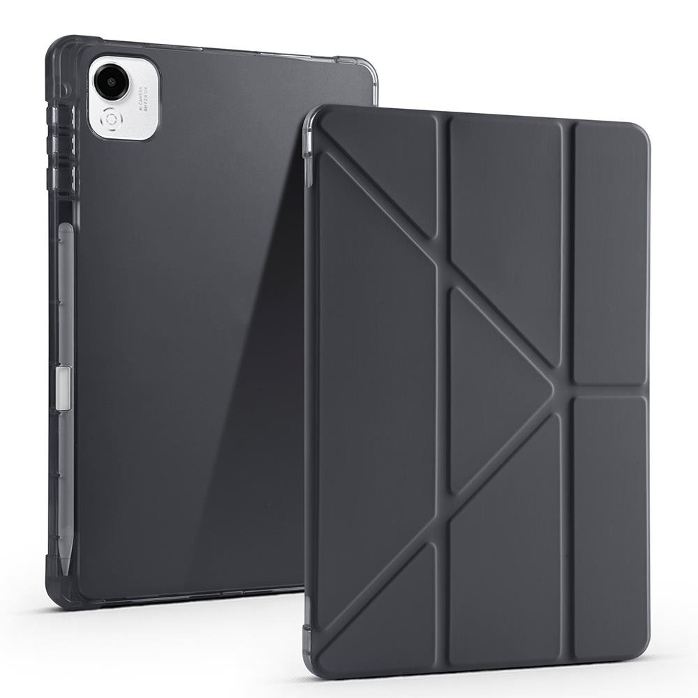 Honor Pad X9A 11.5 inç 2025 uyumlu Kılıf Kalem Bölmeli Tri Folding Standlı Arkası Silikon Kapak Siyah