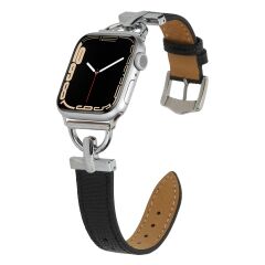 Apple Watch 10 42 mm uyumlu Deri Kordon Metal Bağlantılı Şık Tasarım Kayış