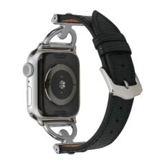 Apple Watch 10 42 mm uyumlu Deri Kordon Metal Bağlantılı Şık Tasarım Kayış