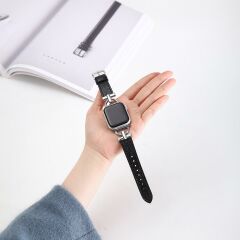 Apple Watch 10 42 mm uyumlu Deri Kordon Metal Bağlantılı Şık Tasarım Kayış Kahverengi