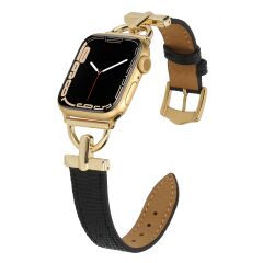 Apple Watch 10 42 mm uyumlu Deri Kordon Metal Bağlantılı Şık Tasarım Kayış Kahverengi
