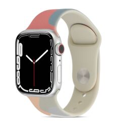 Apple Watch 7 6 SE 5 4 3 2 1 - 41 / 40 / 38 mm uyumlu Silikon Kordon Soft Yüzey Spor Morandi Kayış Grape Fruit