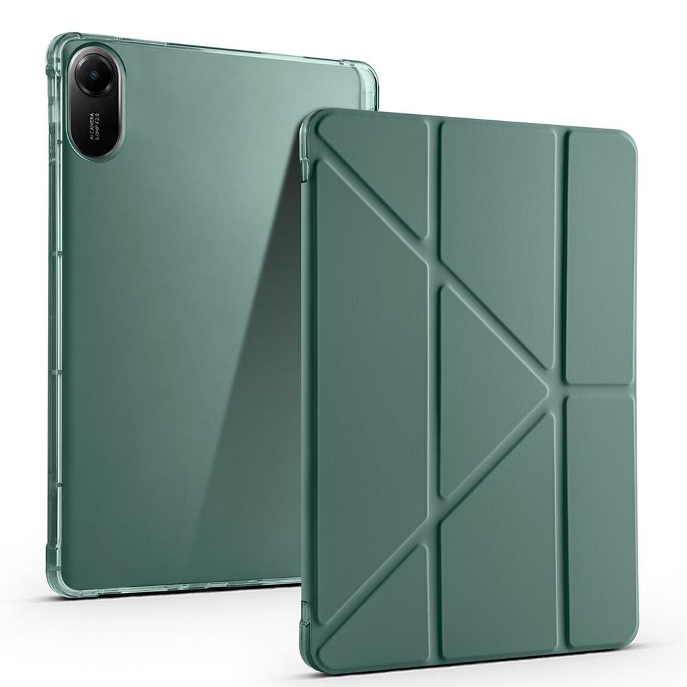 Redmi Pad 2 2025 11 inç uyumlu Kılıf Kalem Bölmeli Tri Folding Standlı Arkası Silikon Kapak Koyu Yeşil