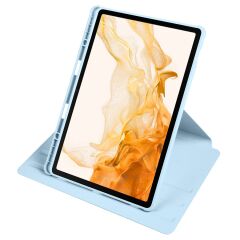 Galaxy Tab S9+ Plus 12.4'' SM-X810 uyumlu Kılıf Kalem Bölmeli Dönebilen Yatay Dikey Standlı Kapaklı Mavi