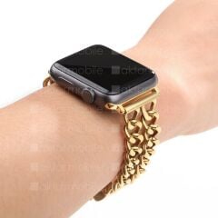 Apple Watch 10 42 mm uyumlu Zincirli Metal Kordon Zincir Tasarım Kayış