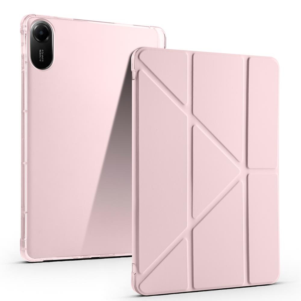 Redmi Pad 2 2025 11 inç uyumlu Kılıf Kalem Bölmeli Tri Folding Standlı Arkası Silikon Kapak Rose Gold