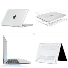 MacBook Air M3 13.6'' 2024 A3113 uyumlu Kılıf Koruyucu Kapak Parlak Şeffaf Tasarım Hava Kanallı
