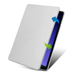 Galaxy Tab S9 11'' SM-X710 uyumlu Kılıf Kalem Bölmeli Dönebilen Yatay Dikey Standlı Akıllı Kapaklı Gri