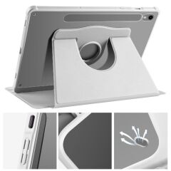 Galaxy Tab S9 11'' SM-X710 uyumlu Kılıf Kalem Bölmeli Dönebilen Yatay Dikey Standlı Akıllı Kapaklı Gri