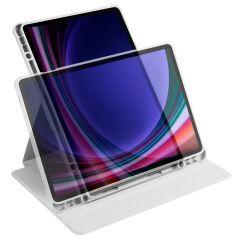 Galaxy Tab S9 11'' SM-X710 uyumlu Kılıf Kalem Bölmeli Dönebilen Yatay Dikey Standlı Akıllı Kapaklı Gri