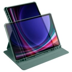 Galaxy Tab S9 11'' SM-X710 uyumlu Kılıf Kalem Bölmeli Dönebilen Yatay Dikey Standlı Akıllı Kapaklı Koyu Yeşil