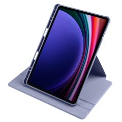 Galaxy Tab S9 11'' SM-X710 uyumlu Kılıf Kalem Bölmeli Dönebilen Yatay Dikey Standlı Akıllı Kapaklı Levander Gray