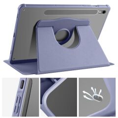 Galaxy Tab S9 11'' SM-X710 uyumlu Kılıf Kalem Bölmeli Dönebilen Yatay Dikey Standlı Akıllı Kapaklı Levander Gray