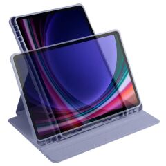 Galaxy Tab S9 11'' SM-X710 uyumlu Kılıf Kalem Bölmeli Dönebilen Yatay Dikey Standlı Akıllı Kapaklı Levander Gray
