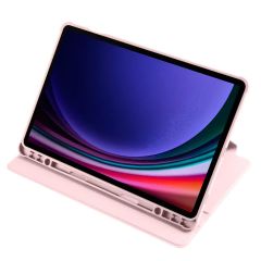 Galaxy Tab S9 11'' SM-X710 uyumlu Kılıf Kalem Bölmeli Dönebilen Yatay Dikey Standlı Akıllı Kapaklı Pembe