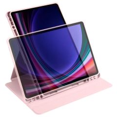 Galaxy Tab S9 11'' SM-X710 uyumlu Kılıf Kalem Bölmeli Dönebilen Yatay Dikey Standlı Akıllı Kapaklı Pembe