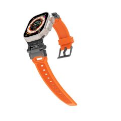 Apple Watch 7 8 9 45 mm uyumlu Metal Aksamlı Silikon Kordon Premium Kayış