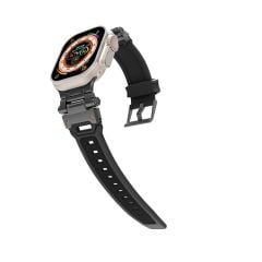 Apple Watch 7 8 9 45 mm uyumlu Metal Aksamlı Silikon Kordon Premium Kayış