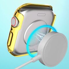 Apple Watch 10 46 mm uyumlu Kasa Koruyucu Taşlı Tasarım Metalik Renk Gövde Koruma (Önü Açık)