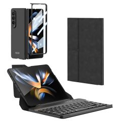 Samsung Galaxy Z Fold 4 uyumlu Klavyeli Kılıf Bluetooth Keyboard & Kapak & Ekran Koruyucu Set