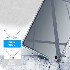 Galaxy Tab A9 8.7'' Uyumlu Şeffaf Silikon Kılıf Esnek TPU Kapak Arkası Buzlu Tablet Kılıfı