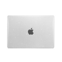 MacBook Air M3 13.6'' 2024 A3113 uyumlu Kılıf Simli Parlak Koruyucu Kapak Yaldızlı Hava Kanallı