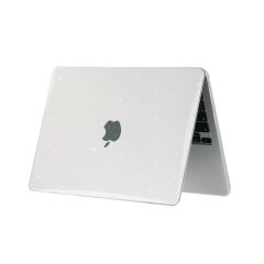 MacBook Air M3 13.6'' 2024 A3113 uyumlu Kılıf Simli Parlak Koruyucu Kapak Yaldızlı Hava Kanallı
