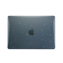 MacBook Air M3 13.6'' 2024 A3113 uyumlu Kılıf Simli Parlak Koruyucu Kapak Yaldızlı Hava Kanallı Lacivert