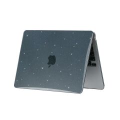 MacBook Air M3 13.6'' 2024 A3113 uyumlu Kılıf Simli Parlak Koruyucu Kapak Yaldızlı Hava Kanallı Lacivert