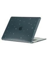MacBook Air M3 13.6'' 2024 A3113 uyumlu Kılıf Simli Parlak Koruyucu Kapak Yaldızlı Hava Kanallı Lacivert