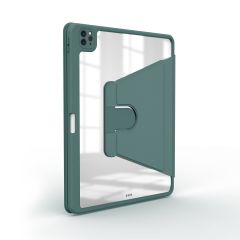 iPad Pro 11 4. Nesil 2022 M2 Uyumlu Kılıf 360° Dönebilen Kalem Bölmeli Standlı Akıllı Kapak Premium Koyu Yeşil